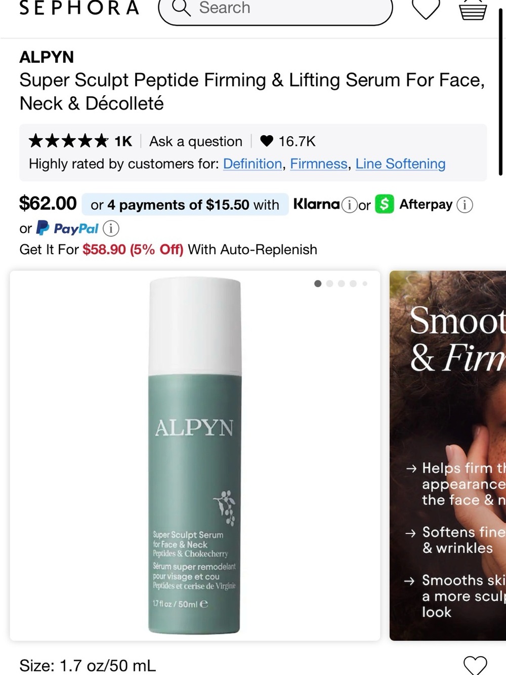 ALPYN Super Sculpt Peptide Firming & Lifting Serum